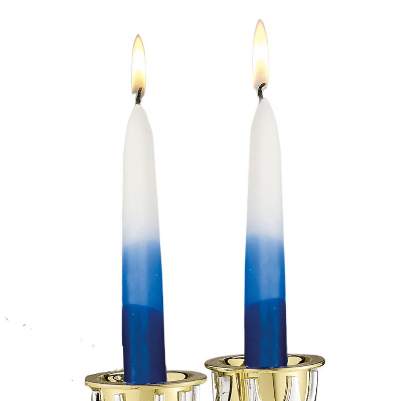 Blue Ombre Hand Dipped Shabbat Candles, 12 Pack