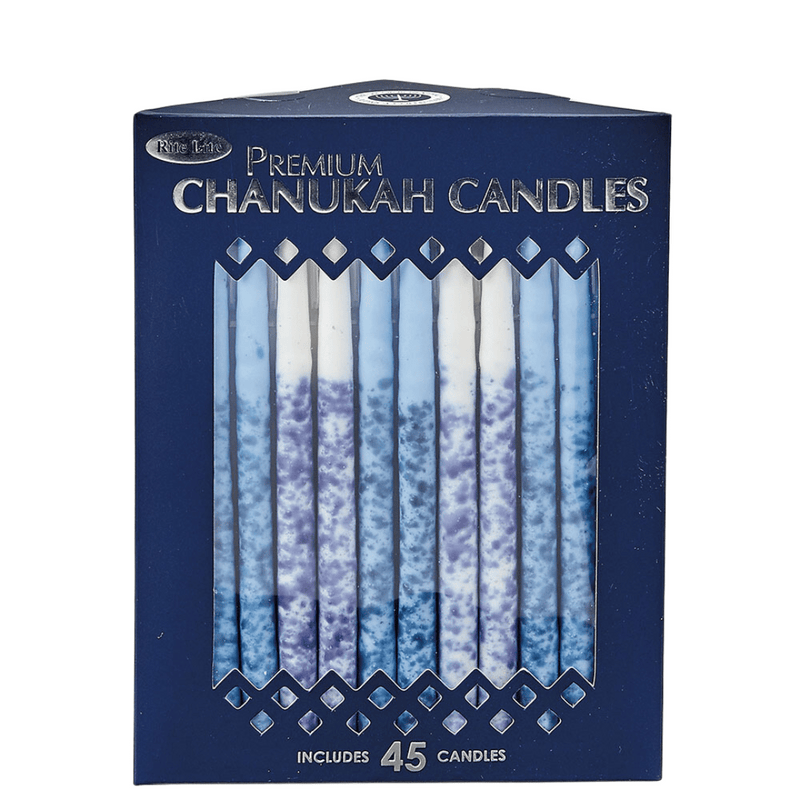 Blue Speckled Hand Painted Hanukkah Candles