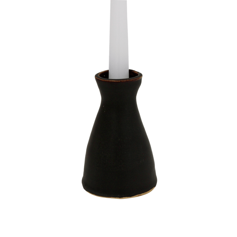 Matte Black Ceramic Shabbat Candlestick (sold individually)
