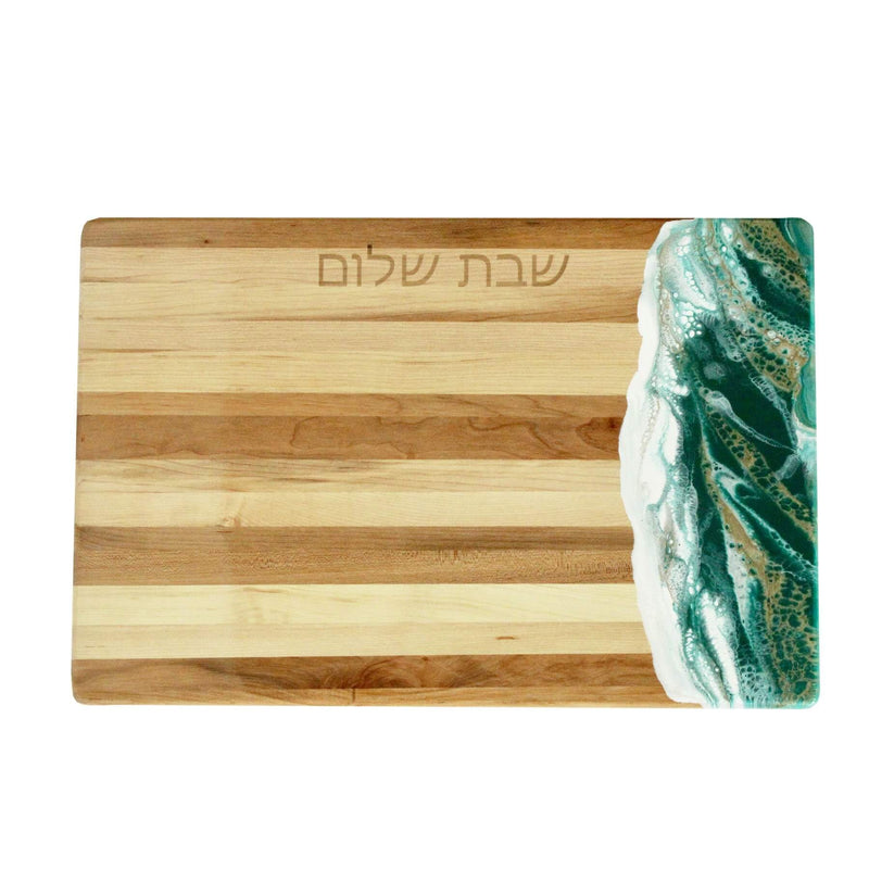 Emerald Shabbat Shalom Challah Board